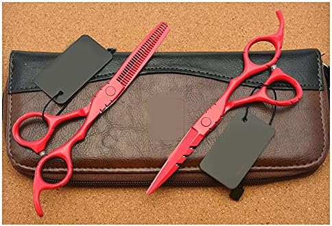 Червени Фризьорски ножици, ножици за стригане, Филировочные Ножици, Професионални Ножици за човешки косъм (Цвят: 2 бр., за да