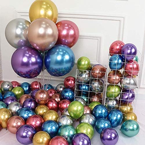 Цветни Балони за Партита 12 Инча 72 БР Блестящи Метални Гелиевые Балони за Рожден Ден и Сватба