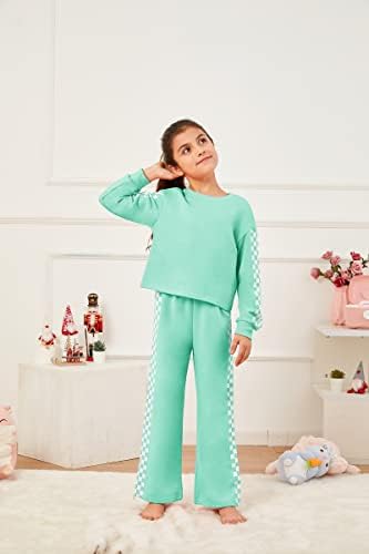 Yobecho/ Детски комплект от 2 теми, Модни Блузи и панталони с дълги ръкави за момичета (5-14 години)