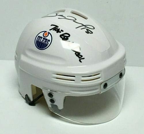 Джеймс Нийл подписа хокей мини-каска Едмънтън Ойлърс Фанатикам The Real Deal - Каски и маски НХЛ с автограф