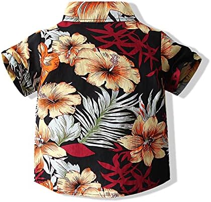Ежедневни тениски с Анимационни принтом За малки момчета, Приталенные Върховете на копчета, Хавайска риза Aloha с Къс ръкав