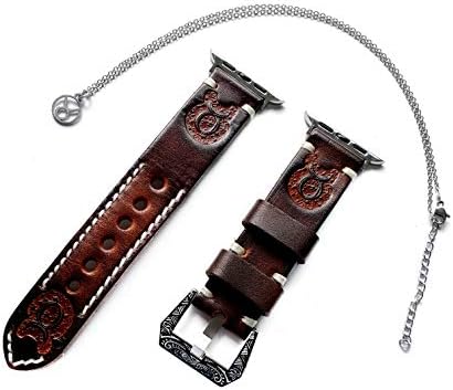 Набор ленти Taurus Зодиака е Съвместим с Apple Watch 38 мм 40 мм 42 мм 44 мм iWatch 1 2 3 4 серии, кафява кожена каишка с релефни и огърлица