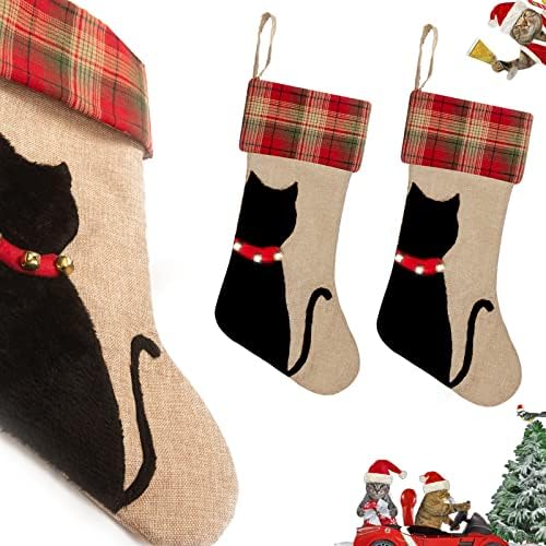 ALLYORS 2 бр. Коледен Отглеждане на домашни животни, Коледни Чорапи за котки, Коледен Подарък за котка Любовник котки, Коледни Чорапи