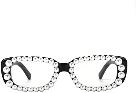 БЕЗЦЕННИ Модерни Правоъгълни Очила за Четене за Жени, Перлени Малки Квадратни Реколта Пластмасови Рамки на 90-те години