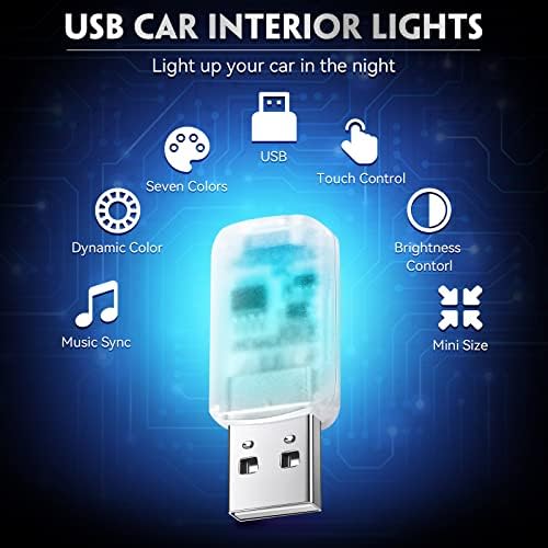4 Бр. Мини USB led Лампа, RGB Автомобилна led Вътрешно Осветление Smart USB С Led Лампа Клавиатура на Лаптоп Лампа за Украса на Колата Домашен Офис лека нощ, Регулируема яркост, 7