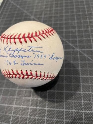 Джони Клиппштейн 1959 Доджърс 1965 Туинс Световните Серии по Бейзбол С Автограф от Jsa Mint - Бейзболни топки с автографи