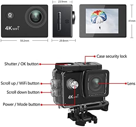 Екшън-камера YBOS SJ4000 AIR 4K 1080P 30PFS 4X Zoom, WiFi Мотоциклети Велосипеди шлем Cam Спортни екшън-камера (Размер: вариант 4, цвят:
