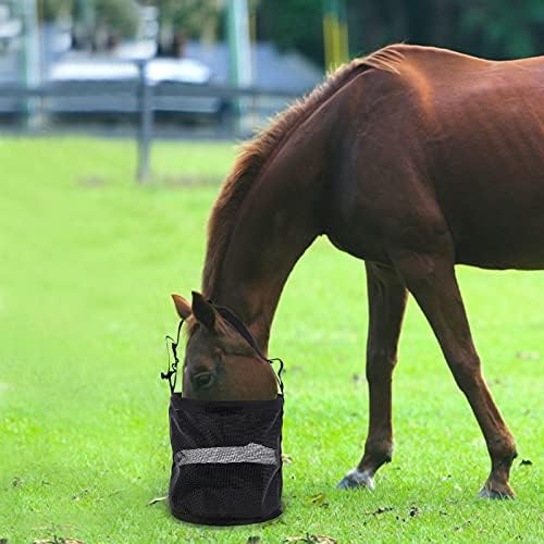 Чанта за храна за коне HERSENT, Чанта за храна за коне със зърно, Сверхпрочный Нето торба от PVC, Чанта за хранене, Муцуната