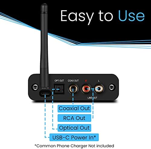 Аудиоприемник BluDento B2 aptX HD Bluetooth 5.1, вграден DAC Burr Brown за аналоговия изход L / R RCA, разширен обхват, Истински