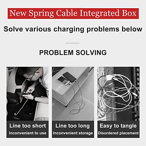 Комплект адаптери за пролетта на кабели Adhiper USB, Калъф кабел за зарядно на различни видове 3 адаптери, Пружинен кабел с максимална дължина