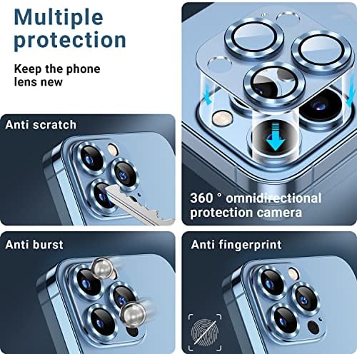Защитно фолио за обектива на камерата AFARER [2], която е съвместима с iPhone 13 Pro и iPhone 13 Pro Max 6,7 , 3D Алуминиева Метална фолио