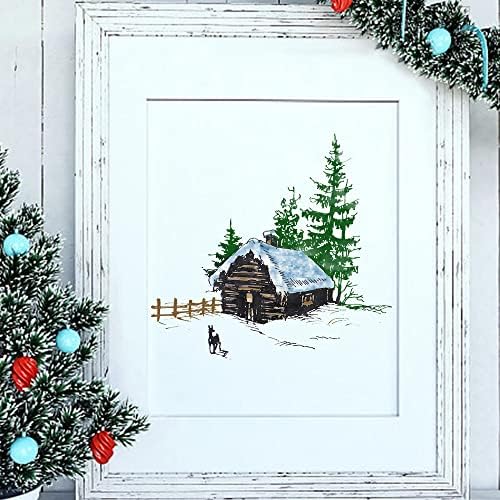 Коледа Снежна Къща На Заден План, Прозрачни Печати за направата на Картички, Украси за Scrapbooking Направи си сам, Коледен Пейзаж На Заден