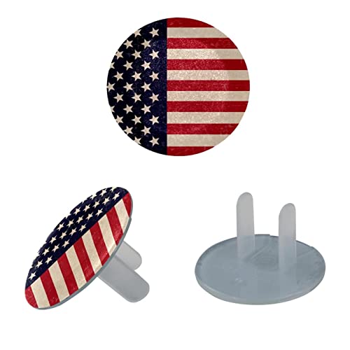 Капачки за контакти с американския флаг, 12 броя в опаковка - Защитни капачки за контакти, за деца – Здрави и устойчиви –