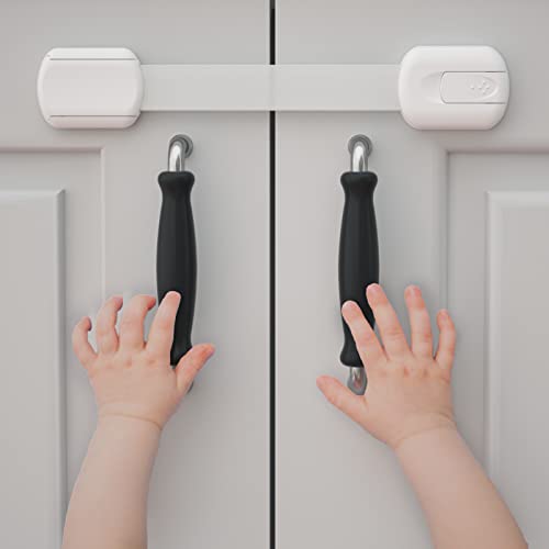 Брави за шкафове безопасността на децата за кърмачета (2 опаковки) Капаче за защита на деца Брави за шкафове и чекмеджета, Колани за защита