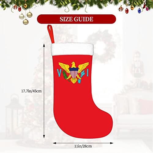 QG ZZX Коледни Чорапи с Бяла Супер Меки Плюшени белезници Флаг Вирджински острови на Съединените Щати, Коледни Чорапи, Коледни Украси Отглеждане