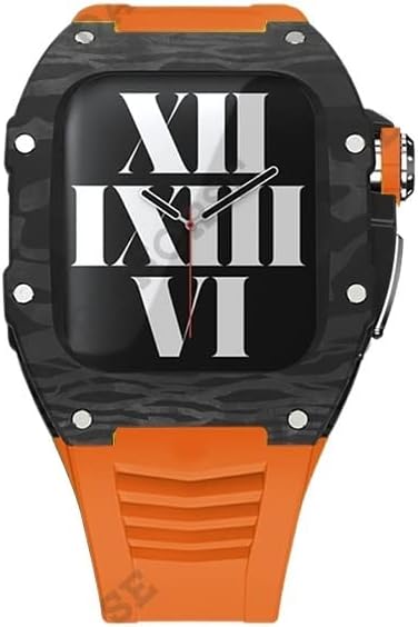 AEMALL Калъф, изработени от въглеродни влакна в спортен стил, моден комплект за Apple Watch 7 45 мм, лесен каишка за iWatch 6 SE 5 4 Series