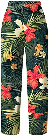 Дамски панталони капри, Летни Ленени Ежедневни Широки Капри Palazzo За Йога, Скъсяване на Панталони за почивка С Тропически Цветя
