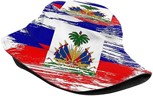 Хубава Шапка-Кофа с Флага Хаити, Упаковываемые Слънчеви Шапки С Широка Периферия, Улични Шапки Хаити Рибар за Мъже и Жени