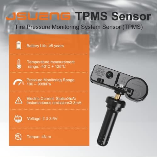 Сензор Jsueng ГУМИТЕ, 4 комплекта Система за контрол на налягането в гумите, Съвместим с Chrysler, Jeep, Dodge RAM, 433 Mhz