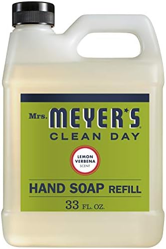 Бутилка за пълнене на течен сапун за ръце Mrs. Meyer's Clean Day с аромат на лимонена с, 33 течни унции (1 опаковка)