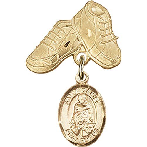 Детски иконата със златен пълнеж, талисман на Свети пророк Даниил и игла за детски сапожек размер 1 X 5/8 инча