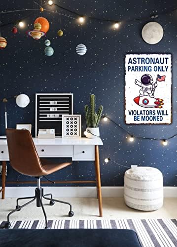 Табела Паркинг само за астронавти, Тематичен Декор Спални в Космически стил, Интериор на Детска стая За Момчета (934)