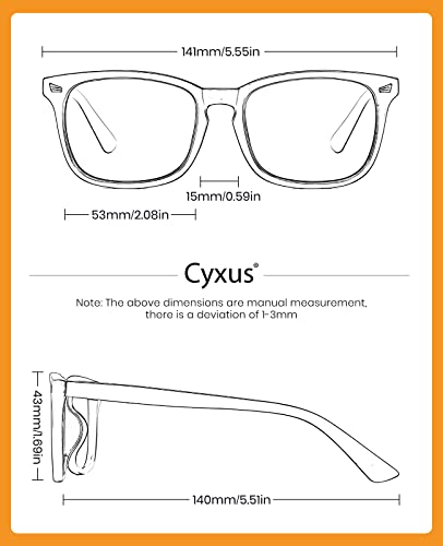 Cyxus, 2 опаковки, Блокер Синя Светлина Очила за Мъже и Жени, Ретро Квадратни Рамки, Антибликовый Екран, Слот на Компютърни Очила с UV