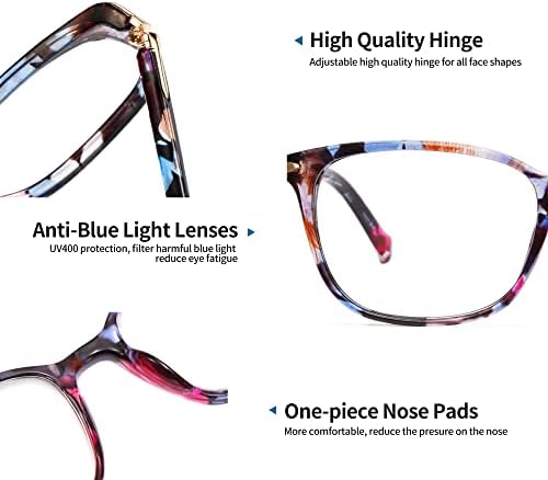 Дамски очила за четене CICIMAX, Блокиране на Синя светлина, Леки Компютърни очила за четене, Квадратни очила за очите с лещи Фотохромными