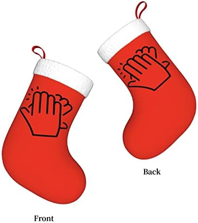 Waymay Хлопающий с Ръце Коледа на Отглеждане 18 Инча Коледен Окачен Чорап Класически Празнични Украси Чорапи