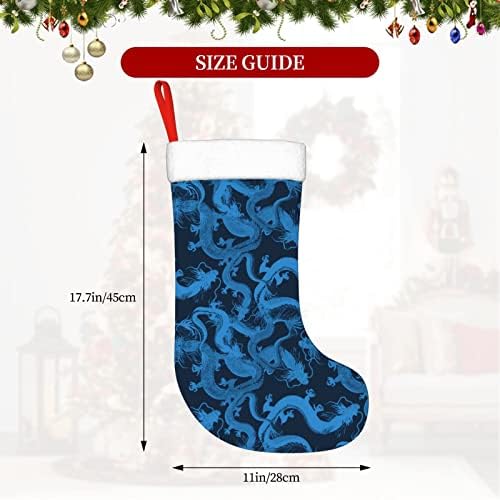 Waymay Коледни Чорапи с Китайски Дракон, 18 Инча, Коледен Окачен Чорап, Класически Празнични Украси, Чорапи