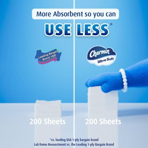 Тоалетна хартия Charmin Ultra Soft, 18 ролки Super Mega = 108 Обикновен рулонам