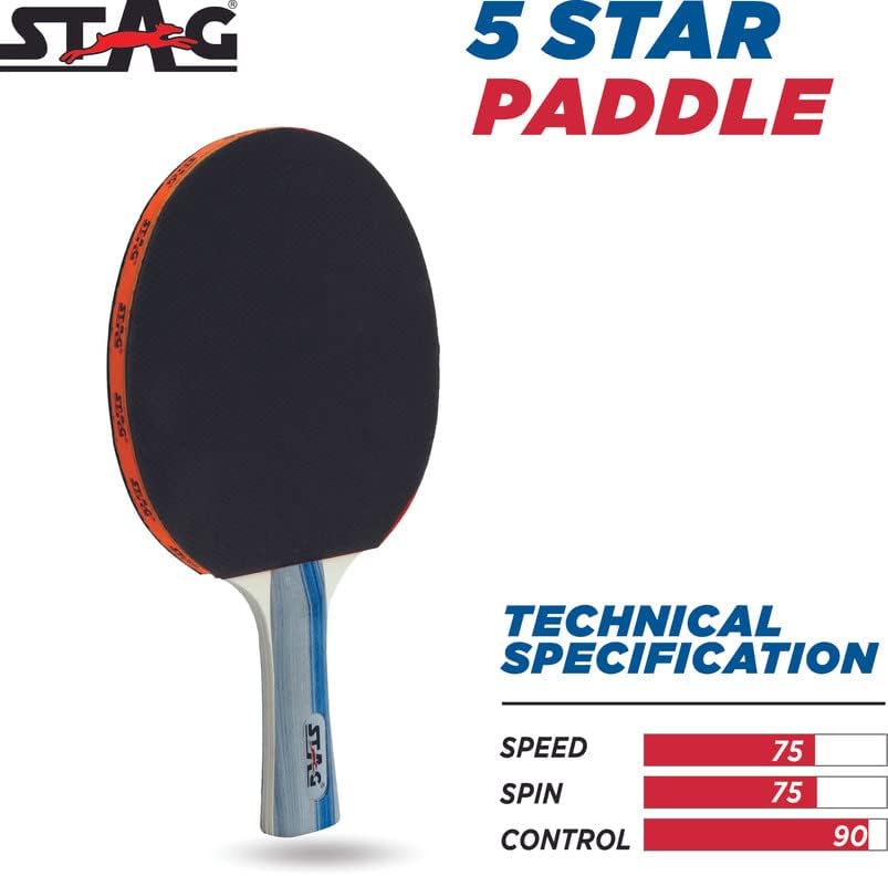 Ракета за тенис на маса STAG (T. T) Премиум-клас, Одобрен от Ittf Гумена T. T Racquet Pro, Специално Разработена ракета с Удобен заснемане За начинаещи-Средно серия от 5 Звезди