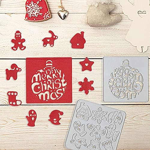 Думите на Весела Коледа Метални Печати за направата на Картички, Коледна Рамка за джинджифил семейство Сладкиши във формата на