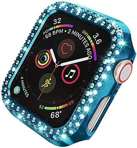 Съвместимост за Apple Watch SE Series 6 5 4 3 2 1 Двухрядный калъф-броня с покритие от КОМПЮТЪР с диаманти, лъскава рамка с пайети, твърд