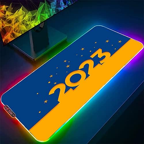 Подложки за мишки LED RGB 2023 Happy New Year Подложка За Мишка Лаптоп Аксесоари за Геймъри PC Голяма Игри Подложка За Мишка,