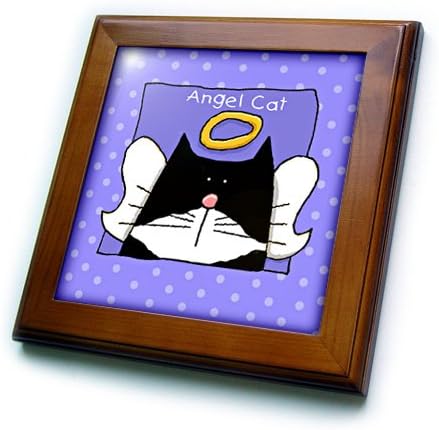 3dRose S. Fernleaf Проектира Паметници на Котки - Angel Tuxedo Cat Сладък Cartoony Паметник Загуба на домашни любимци - Теракот в рамка