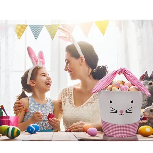 MY LIFFRI/2 бр. Великденски Кошници за деца, Голяма Холщовая чанта за яйца, Подаръци, Бонбони с Красиви Регулируеми Заячьими Уши,