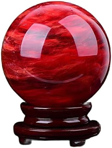 YEDECOR Естествен Червен Кристална Топка Топка със Стойка, Червен Рубин Топка Обхват Плавящийся Кристални Скъпоценен Камък за Медитация
