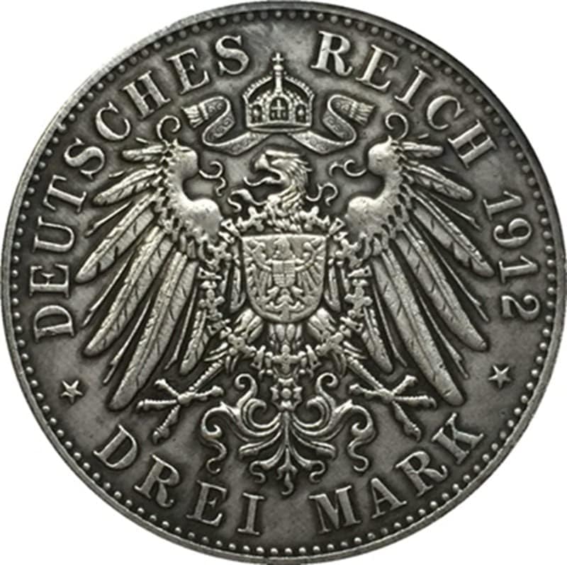 Немски монети от 1912 Година, Медна, със сребърно покритие, Старинни Монети, Монета Събиране на ръчно изработени, подлежащи на