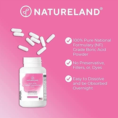 Natureland [40 Свещичка с Борна киселина 600 мг / [10 X] с Вагинален Апликатор - Женски грижи