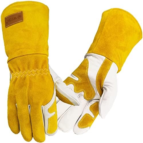 Професионални заваръчни ръкавици WZQH MIG/TIG много големи по размер, с подсилени на дланта с палеца и показалеца, безшевни показалеца си,