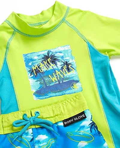 Комплект за плуване с защита от акне за деца за малки момчета - UPF 50 + Риза за плуване и Бански за Плуване за момчета