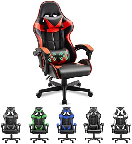 Игралното стол Soontrans Red, Ергономичен Стол за Геймъри, Стол за състезателни игри, Компютърен стол за КОМПЮТЪР с Висока