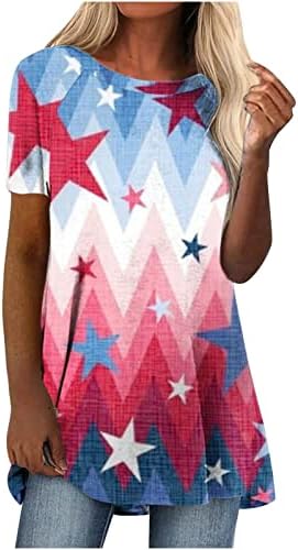 Дамски блузи с принтом Американската Звезда, Блуза с кръгло деколте, Риза Райе с Къс ръкав, Летни Есенни Блузи 2023 OV