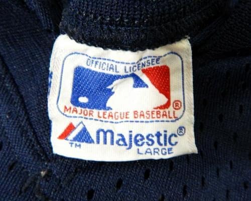 1983-90 California Angels 3 Използвана В игра Синя Риза За тренировка Вата L DP21587 - Използваните В играта Тениски MLB