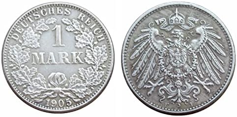 Възпоменателна Монета от Германската 1 Марка 1905 г. ADEFGJ, Чуждестранна Копие, сребърно покритие Възпоменателна Монета