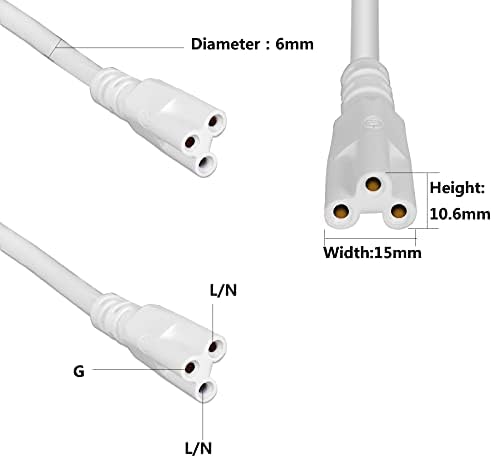 Пълнители GOCuces Т5, Т8, Свързващи кабели за лампи с дължина 10 метра, Силови кабели с 3 шипа, Съединители Гнездо на контакт за