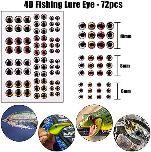 Стикер за сектора на рибарството Стръв и Рибешки Очи, 342шт Холограма Залепваща Лента за Флаш Стръв 3D, 4D и 5D Реалистични Риболовни Примамки
