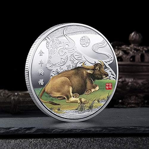 Точно копие на Възпоменателни монети 2021 година е Година на Бика Айде Позлатен Паметник Стая Пролетния Фестивал Завръщане у