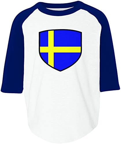 Тениска Raglan За деца Amdesco Sweden Shield Шведски Флаг